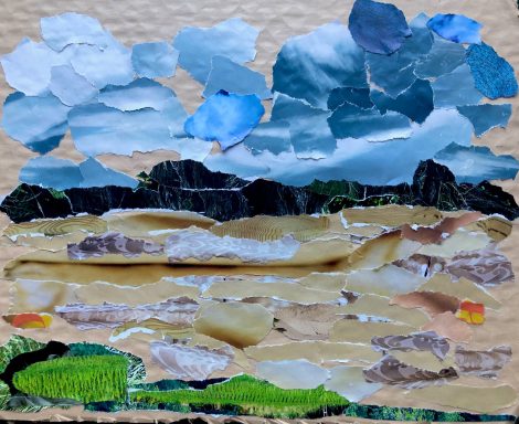 Papiercollage auf Pappwabenkarton, 30 x 25cm