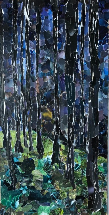 Papiercollage auf MDF, 60 x 120cm, vierteilig