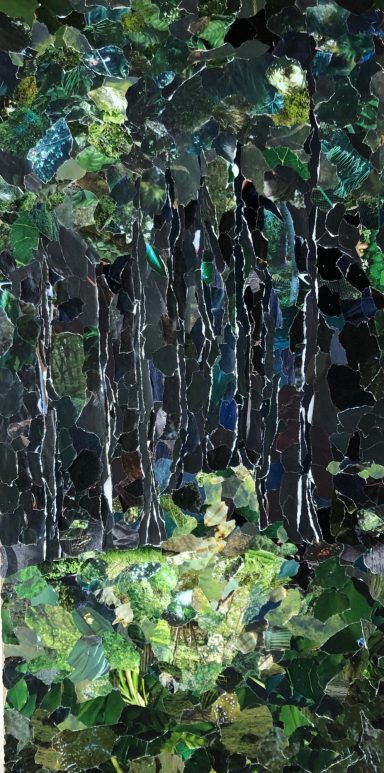 Papiercollage auf MDF, 60 x 120cm, vierteilig