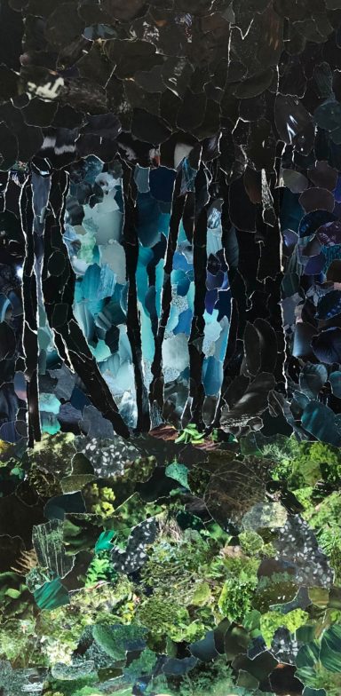 Papiercollage auf MDF, 60 x 120cm, vierteilig