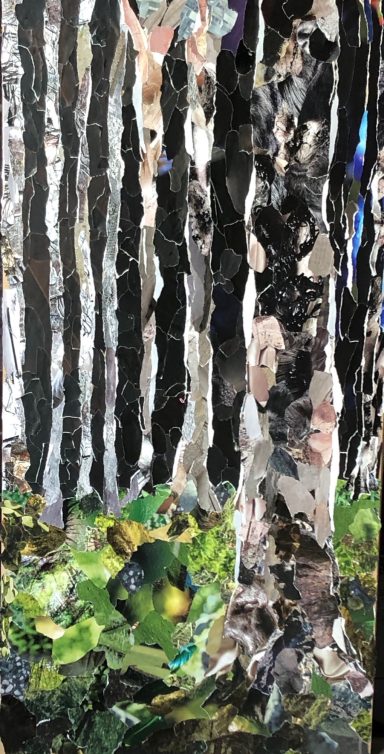 Papiercollage auf MDF, 60 x 120cm, vierteilig
